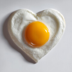 A heart-shaped fried egg