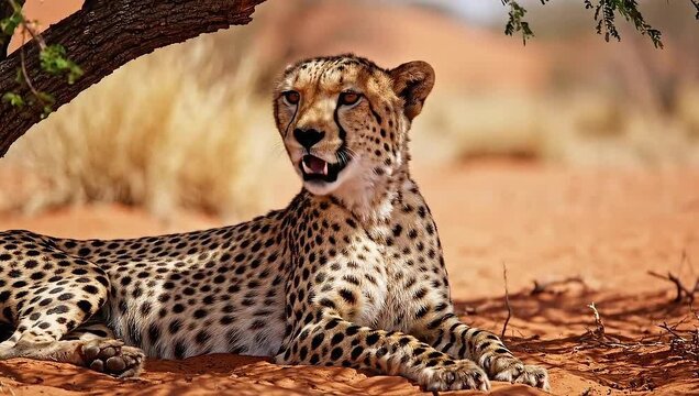 A breathtaking composite captures the untamed spirit of the African predator blending into its harsh, beautiful desert ecosystem.