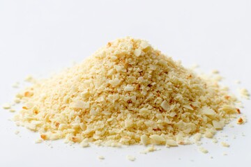 Isolated Dried Garlic Granules on Crisp White Background - Healthy Natural Food Ingredient