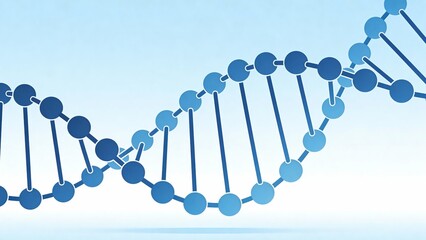 Stylized blue illustration of a DNA double helix structure representing genetics and molecular biology.