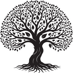 Obraz premium Tree of Life Silhouette with Roots and Branches – Sacred Nature Symbol.