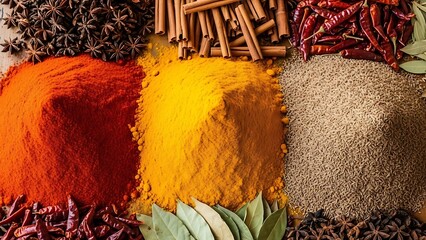 Colorful Spices and Herbs Arrangement for Cooking