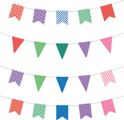 Fototapeta premium Colorful festive bunting flags for party decoration