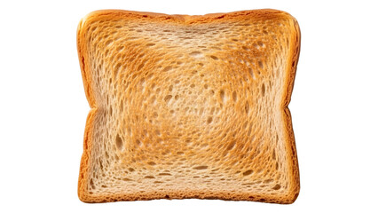 A single slice of toasted brown bread on a white background, crusty edges and soft interior visible