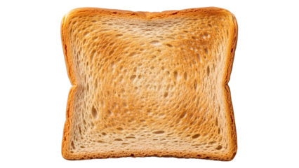 A single slice of toasted brown bread on a white background, crusty edges and soft interior visible