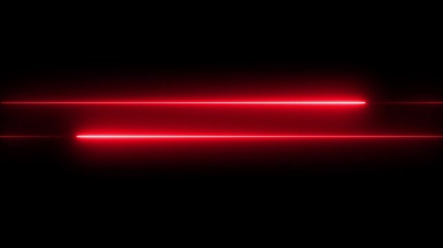 Straight neon laser red line black background. Lines abstract futuristic Technology Lasers - move - Abstract light on background. 4k video animation....
