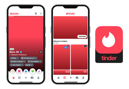 Tinder Mobile App Interface on iPhone with Swipe Cards and Match Screens
Tinder Dating App UI Design Preview on iPhone Showing Tinder Feed, Tinder Explore and Match Flow