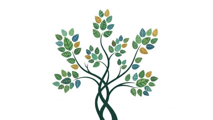 Fototapeta premium Evergreen Growth: A stylized tree flourishes with vibrant leaves, embodying growth and the beauty of nature.