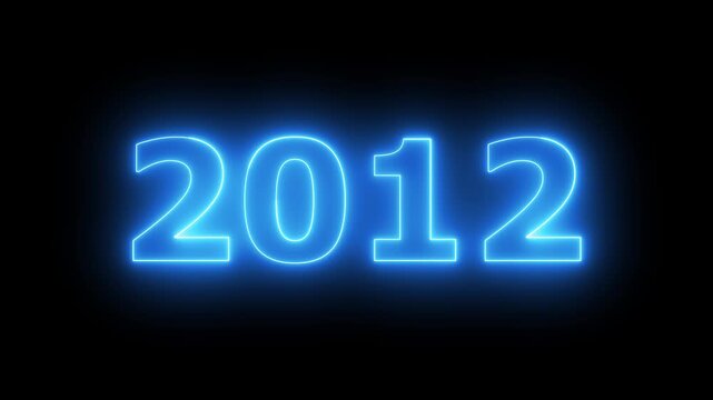 Glowing neon 2012 Happy New Year text with clean neon outlines and subtle. important year, important date 2012. Educational mathematics 2012 animation on background...