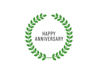 Festive Green Laurel Wreath Celebrating a Happy Anniversary Moment