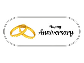 Elegant Happy Anniversary Design with Golden Rings and Classic Typography