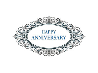 Elegant Anniversary Card Design with Swirling Floral Accents