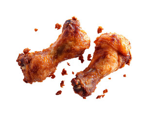 Fried Chicken piece coat with flour or batter that look tasty and delicious isolated on transparent png background 