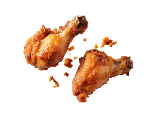 Fried Chicken piece coat with flour or batter that look tasty and delicious isolated on transparent png background 