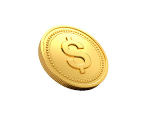 Shiny Gold Dollar Coin on Black Background