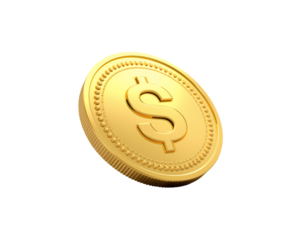 Shiny Gold Dollar Coin on Black Background