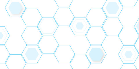 white and blue technology hexagonal abstract background. Abstract blue hexagon or digital technology background. Vector abstract graphic design banner pattern presentation background web template.	
