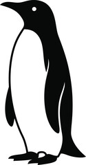 Black silhouette of a penguin isolated on transparent background