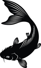Silhouette of a koi fish isolated on transparent background