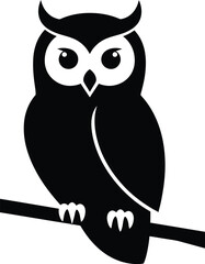 Owl silhouette isolated on transparent background with sharp talons