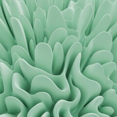Obraz premium Close-up of soft green abstract plant-like fronds with wavy folds and textured surfaces.