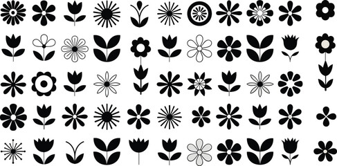 Collection of diverse floral silhouettes © Mon