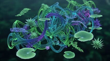 Colorful Molecular Landscape: A Vibrant Double Helix Illustration of Biological Science.