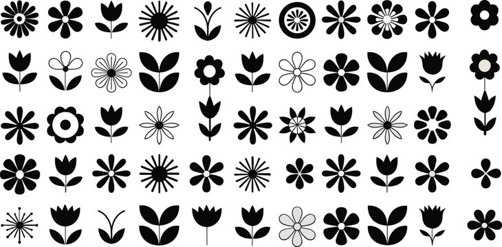 Collection of diverse floral silhouettes