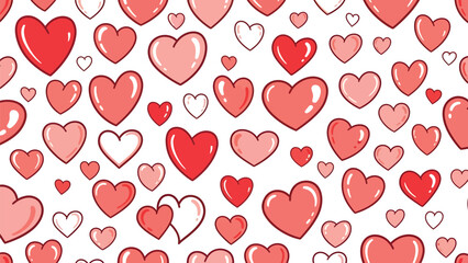 red and pink hearts seamless pattern, vector