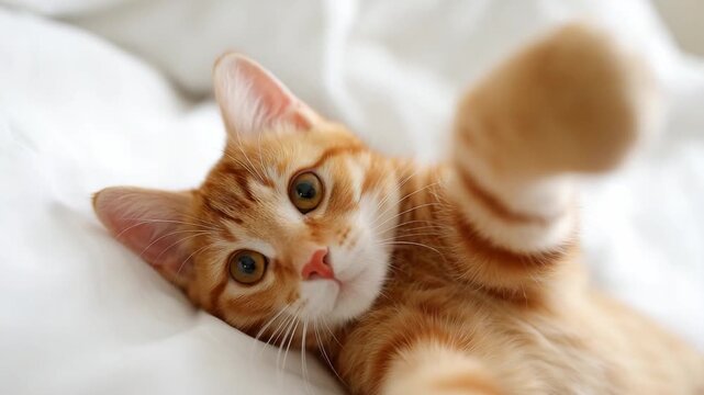 Enjoy the playful antics of this cute orange cat. It brings joy and warmth to any day. Ideal for anyone who loves animals. Dive into this delightful footage. AI