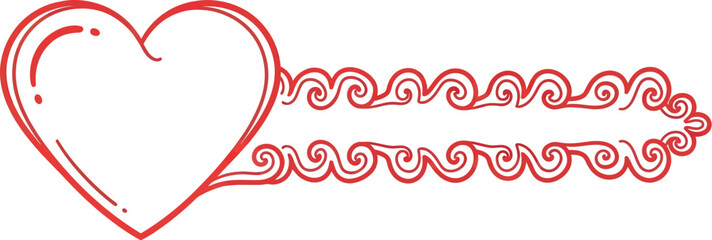 red heart swirl divider, copy space vector