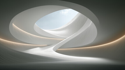 Architectural Curves in Modern Design: A stunning architectural interior, where clean lines, smooth curves.