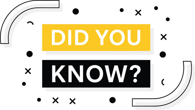 Did you know question text box banner design, fun facts, surprising knowledge, trivia information, and black and yellow geometric background vector.