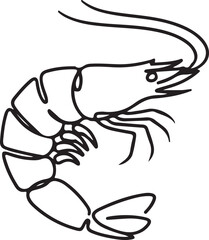 Shrimp Mascot Line Drawing Seafood Restaurant Logo Concept