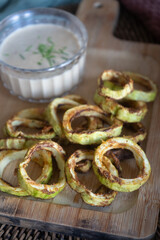 Homemade recipe for zucchini rings in an air fryer