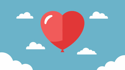 Blue sky cloudscape vector illustration with heart shaped balloon symbol pattern for a summer love day design