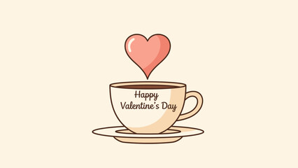 Hot espresso drink in a heart-designed brown cup, perfect vector illustration for a morning cafe breakfast menu