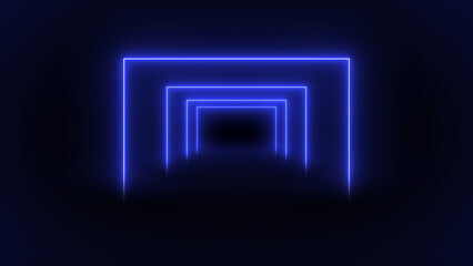 3d render, ultraviolet neon square portal, glowing lines, tunnel, corridor, virtual reality, abstract fashion background, violet neon lights