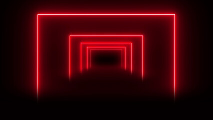 3d render, ultraviolet neon square portal, glowing lines, tunnel, corridor, virtual reality, abstract fashion background, violet neon lights