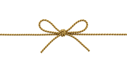 Close-up of a Simple Rope Tied into a Bow on a White Background - A Versatile Decorative Element