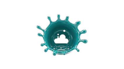 Cloud Splash Icon: Data Storage Concept on White Background