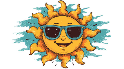 Playful Cartoon Sun with Sunglasses Vector Illustration