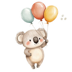 Watercolor Koala Clipart ,high-quality, high resolution. Perfect for invitations, greeting cards, nursery decor, scrapbooking
