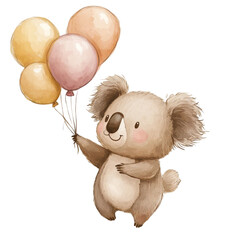 Watercolor Koala Clipart ,high-quality, high resolution. Perfect for invitations, greeting cards, nursery decor, scrapbooking