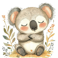 Watercolor Koala Clipart ,high-quality, high resolution. Perfect for invitations, greeting cards, nursery decor, scrapbooking