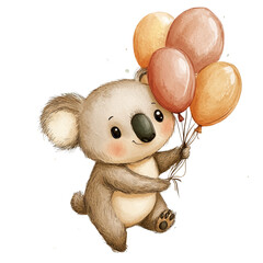Watercolor Koala Clipart ,high-quality, high resolution. Perfect for invitations, greeting cards, nursery decor, scrapbooking