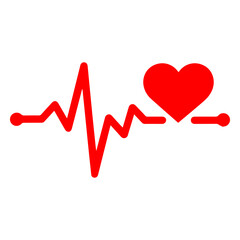 Vibrant Red Heartbeat Line Vector: Electrocardiogram (EKG/ECG) Waveform Symbolizing Vital Signs, Cardiac Health, Pulse, and Medical Monitoring.