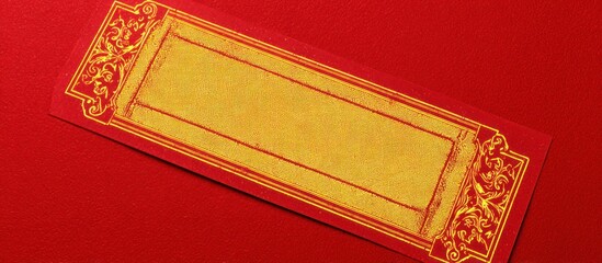 Fototapeta premium Empty Golden Frame on Red Background.