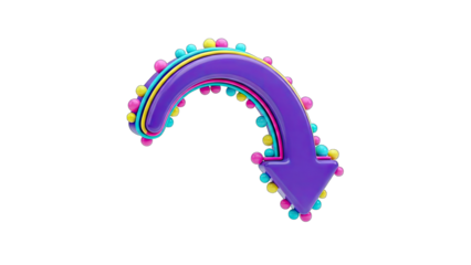 Colorful 3D Arrow Pointing Down on White Background