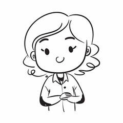 Obraz premium Cute minimalist boss lady silhouette in doodle line art. Clean vector icon isolated on white for women leadership branding.